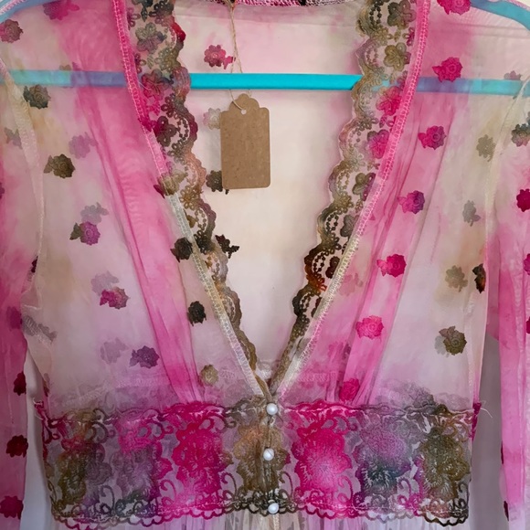 Maxi ice tie dyed lace robe duster - Picture 5 of 13